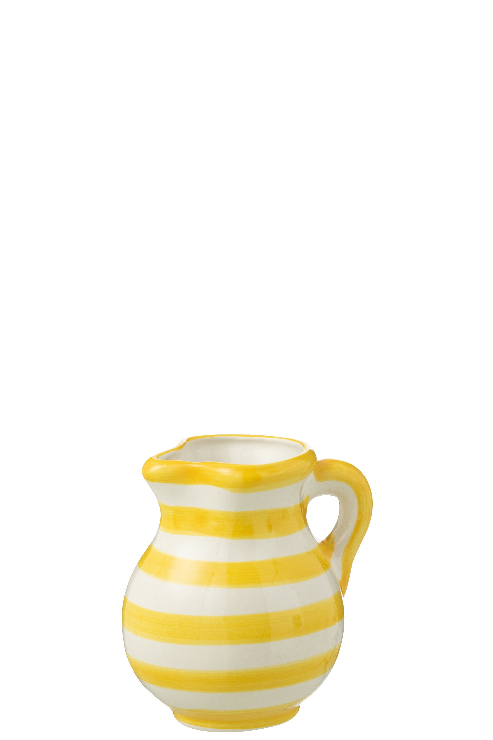 J-Line kruik Granada Stripes - keramiek - wit/geel - small