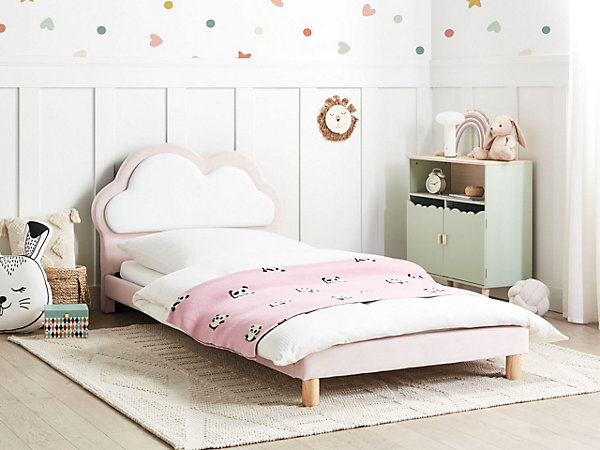 Lit d'enfant Nuage Velours MAZOU 90 x 200 cm Rose