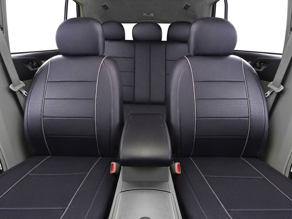 AutoTrends Faux Leather Complete Seat Cover Set for Back Bench Seat, Black