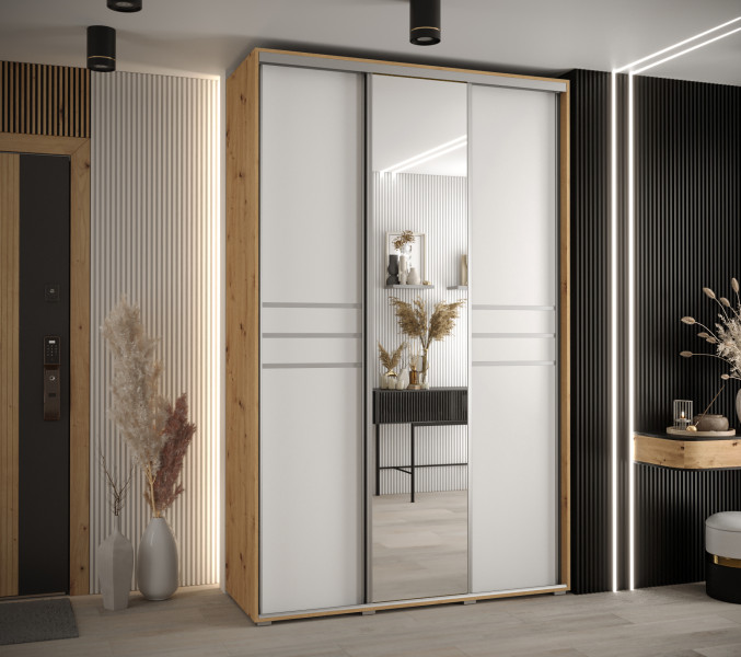 Szafa przesuwna 45 wysoka Davos 11 150 artisan biały srebrny