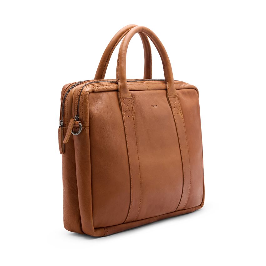 Manfield 18 inch cognac leren laptoptas