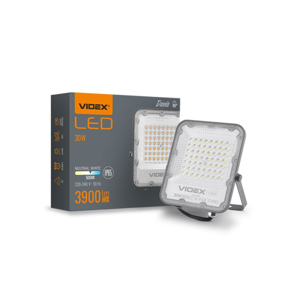Naświetlacz halogen DAVISszary LED 30W 3900lm biały neutralny IP65 Videx