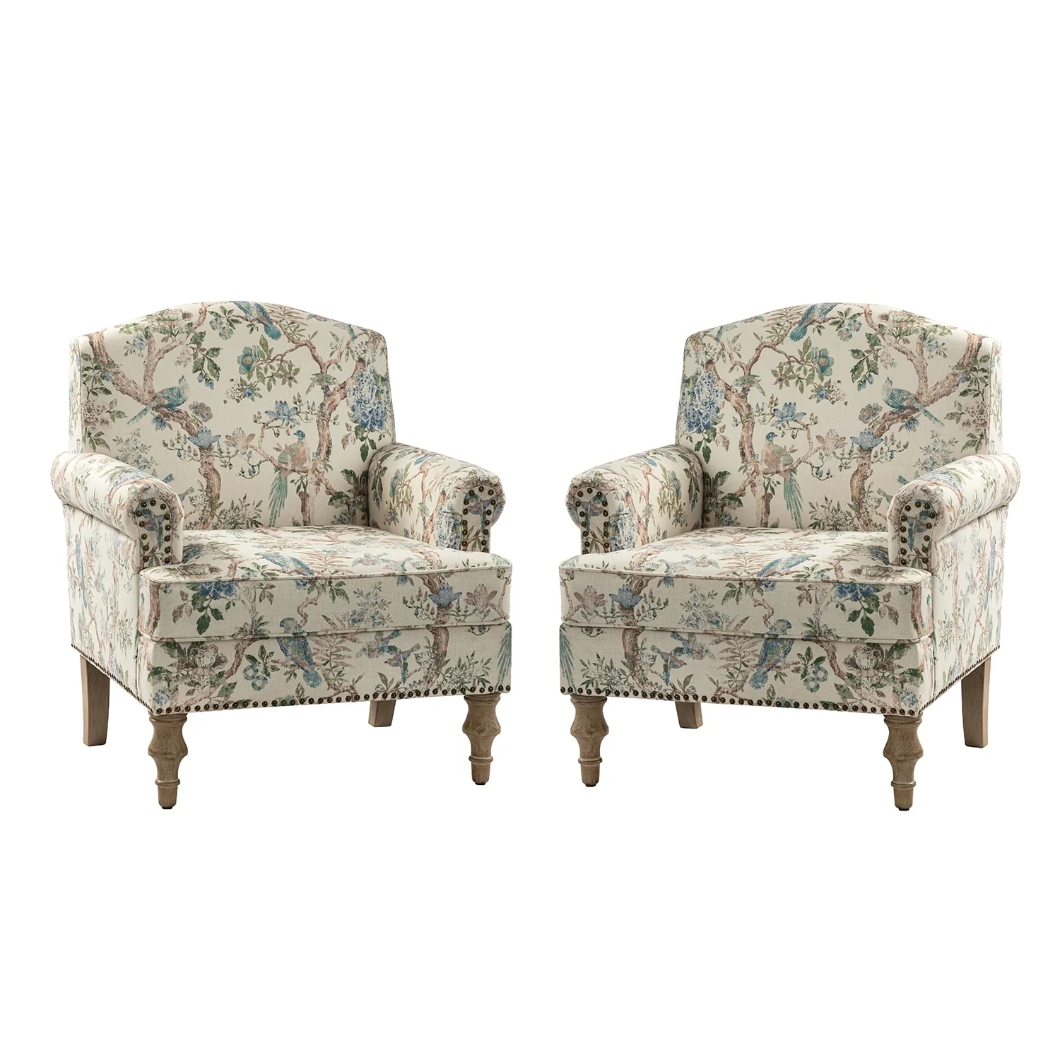 Yahweh Farmhouse Nailhead Armchair with Rolled Arms by HULALA HOME(Set of 2)