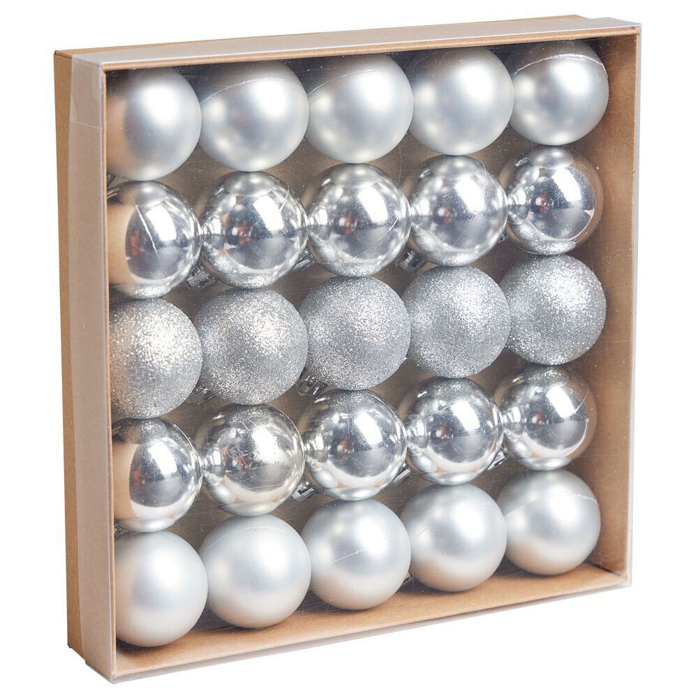 Boule de No&euml;l argenté Ø4cm x25