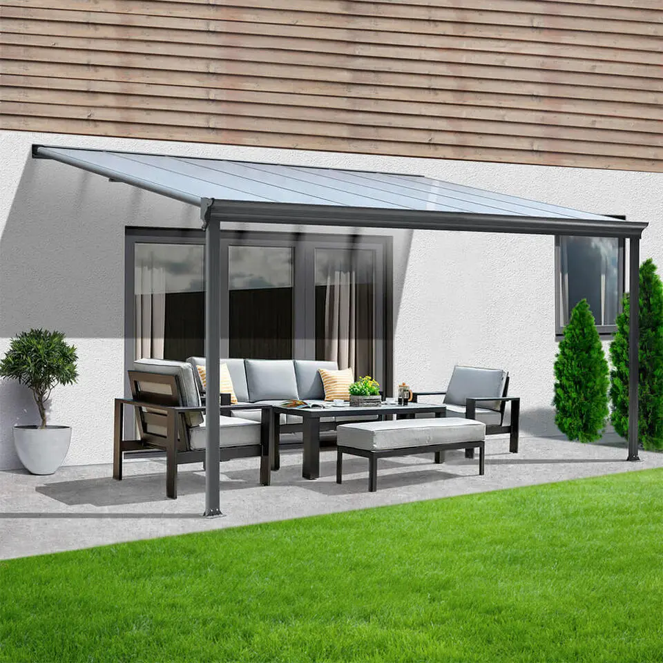 HOME DELUXE Terrasoverkapping SOLIS Grijs 312 x 303 x 226 / 278 cm