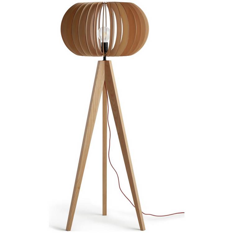 Habitat Achille Ash Wooden Tripod Floor Lamp - Oak