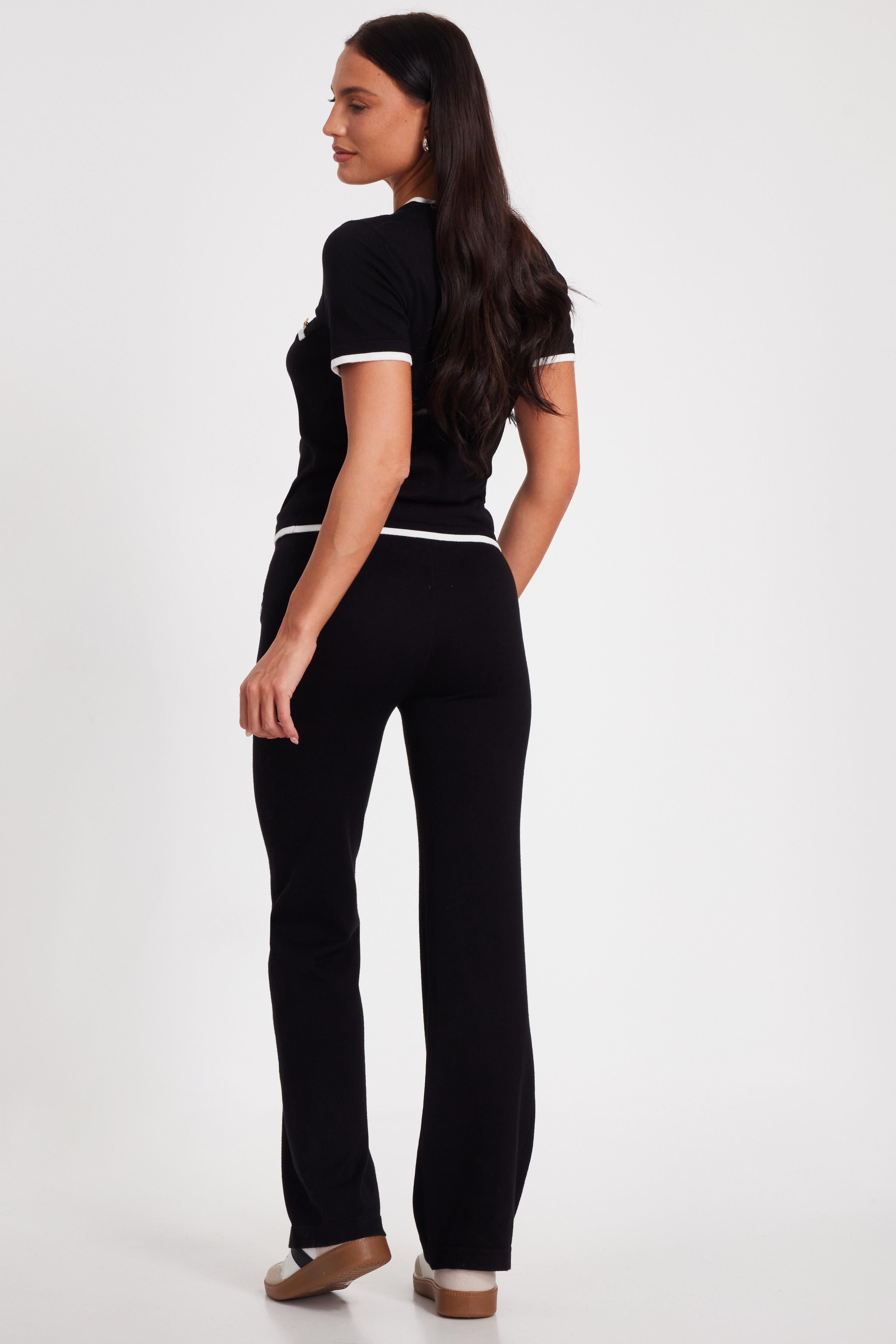 Quiz Black Knit Contrast Top