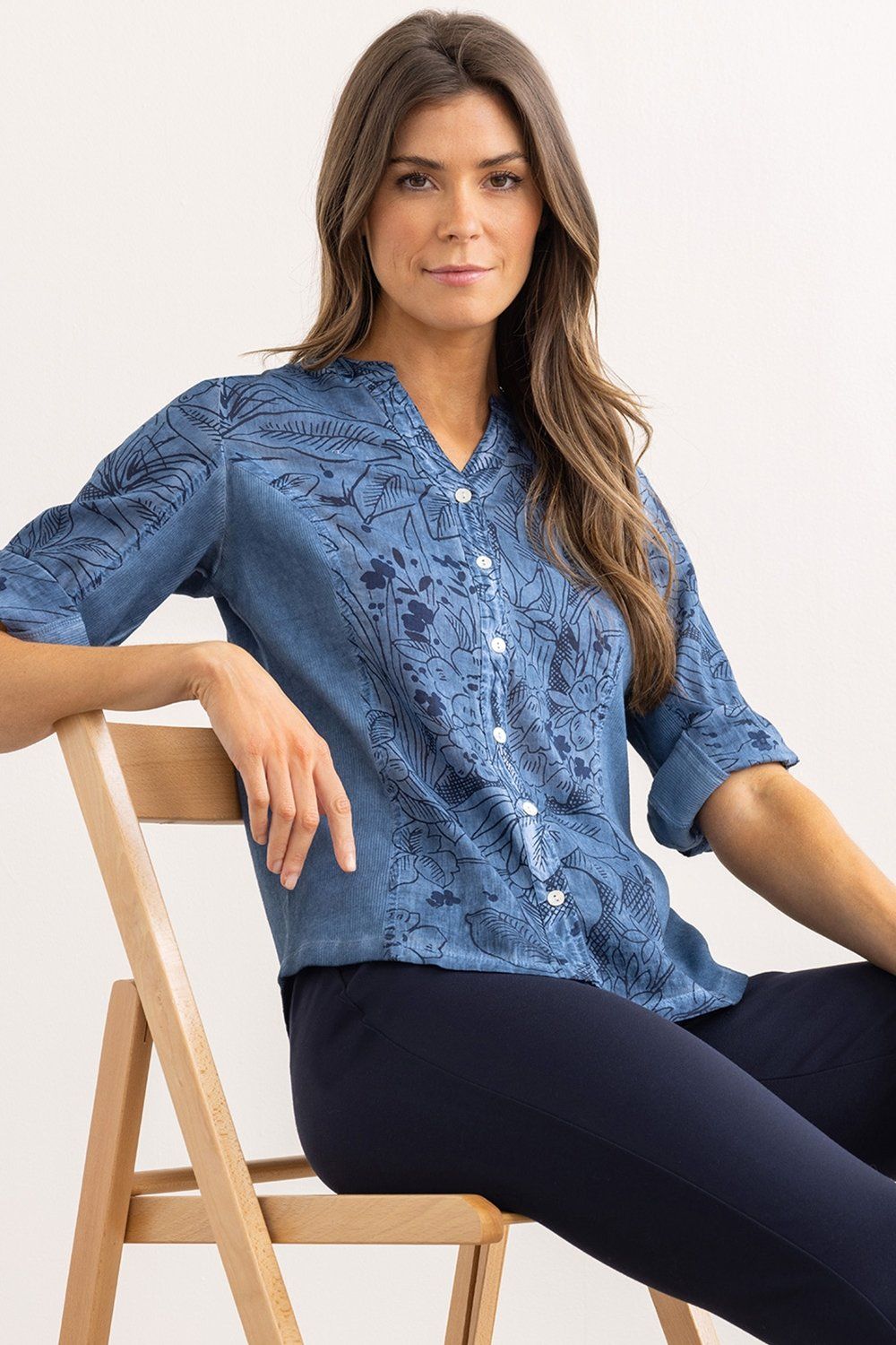 Klass. Printed Panelled Cotton Shirt