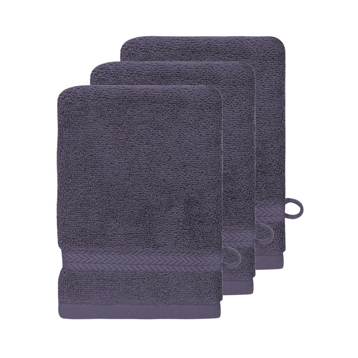 LUXURY - Lot de 3 gants de toilette 550gr/m²  myrtille 16x22 cm