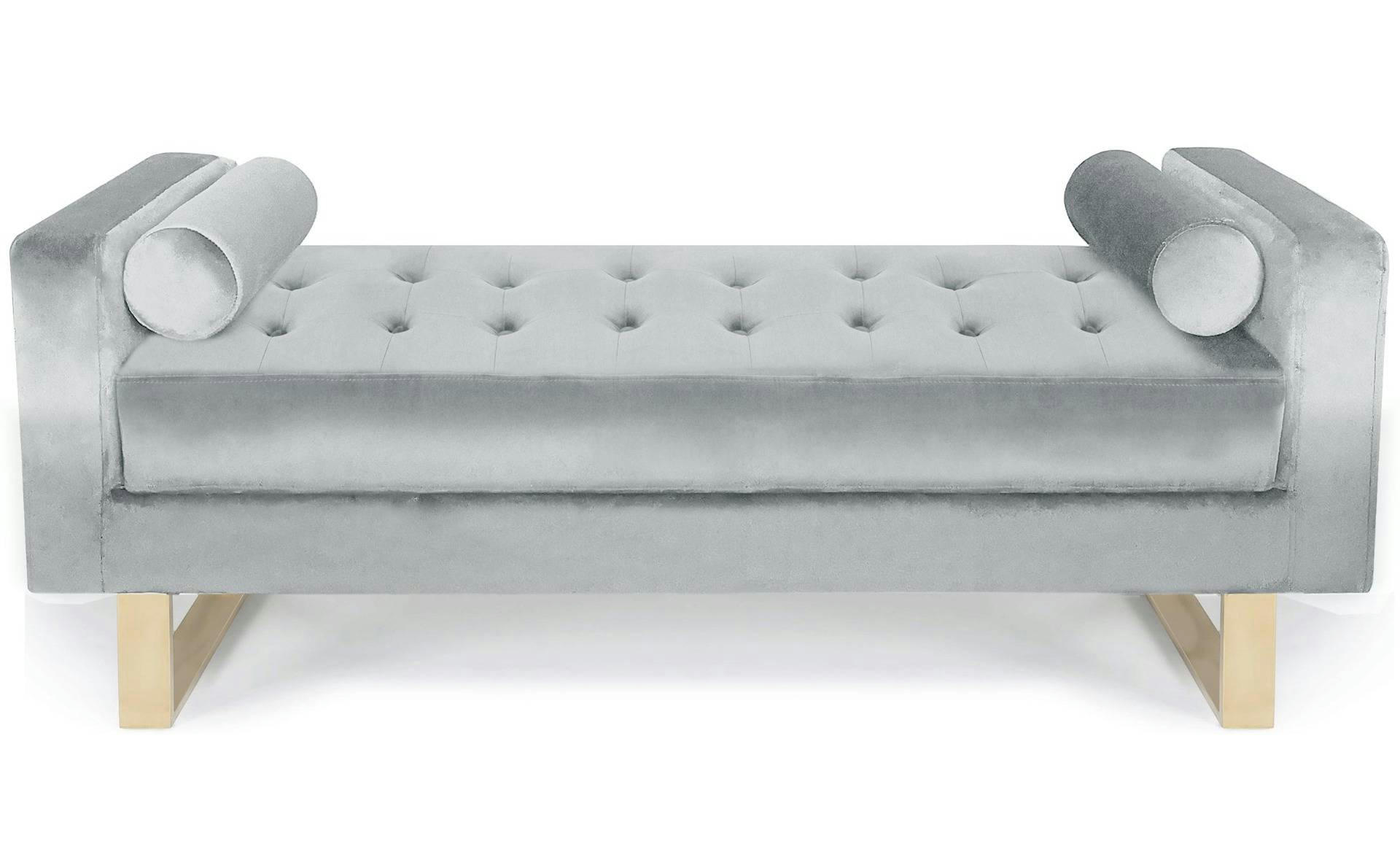SHELL - Banquette capitonnée velours argent