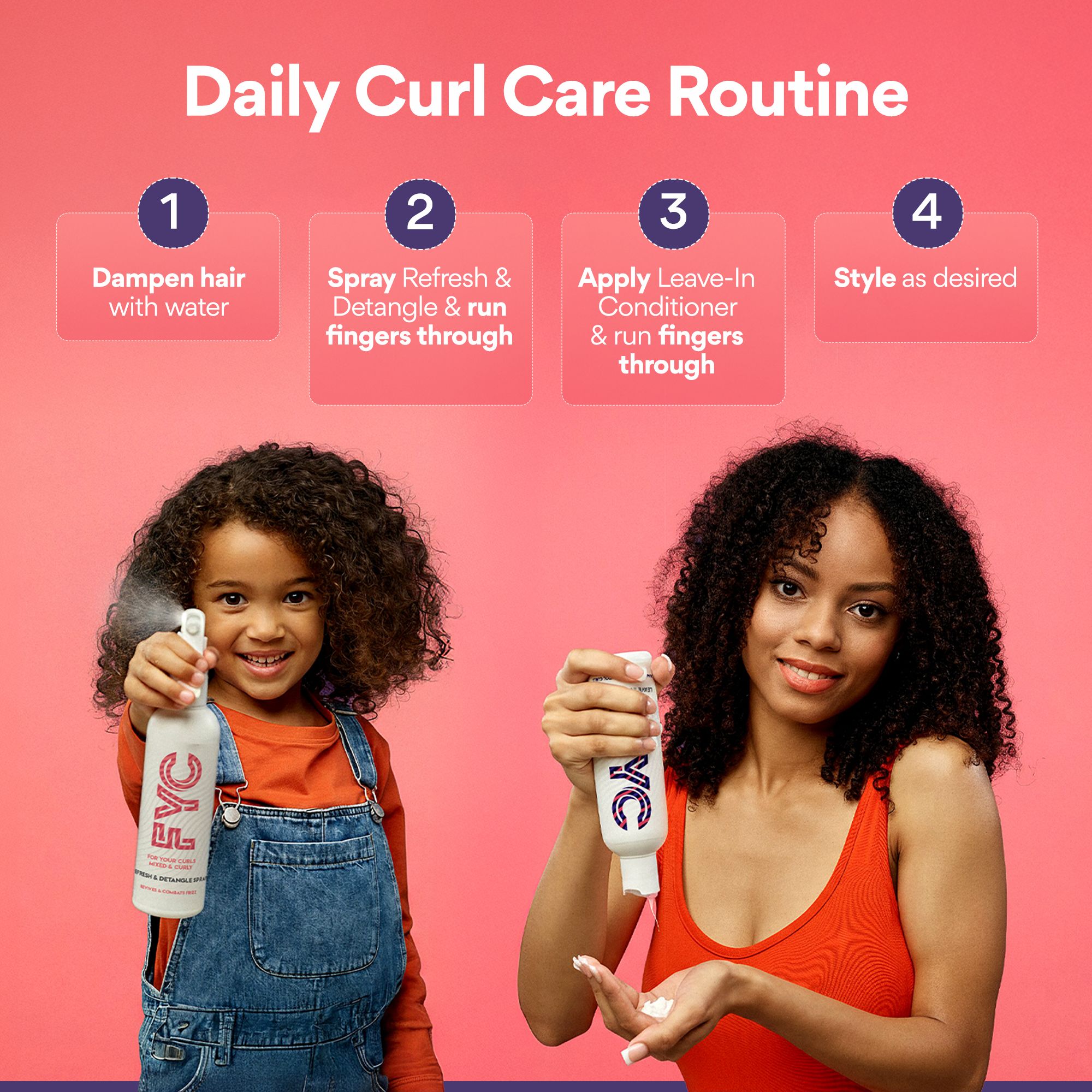 FYC For Your Curls Starter Set Shampoo Conditioner Spray 4 x 250ml
