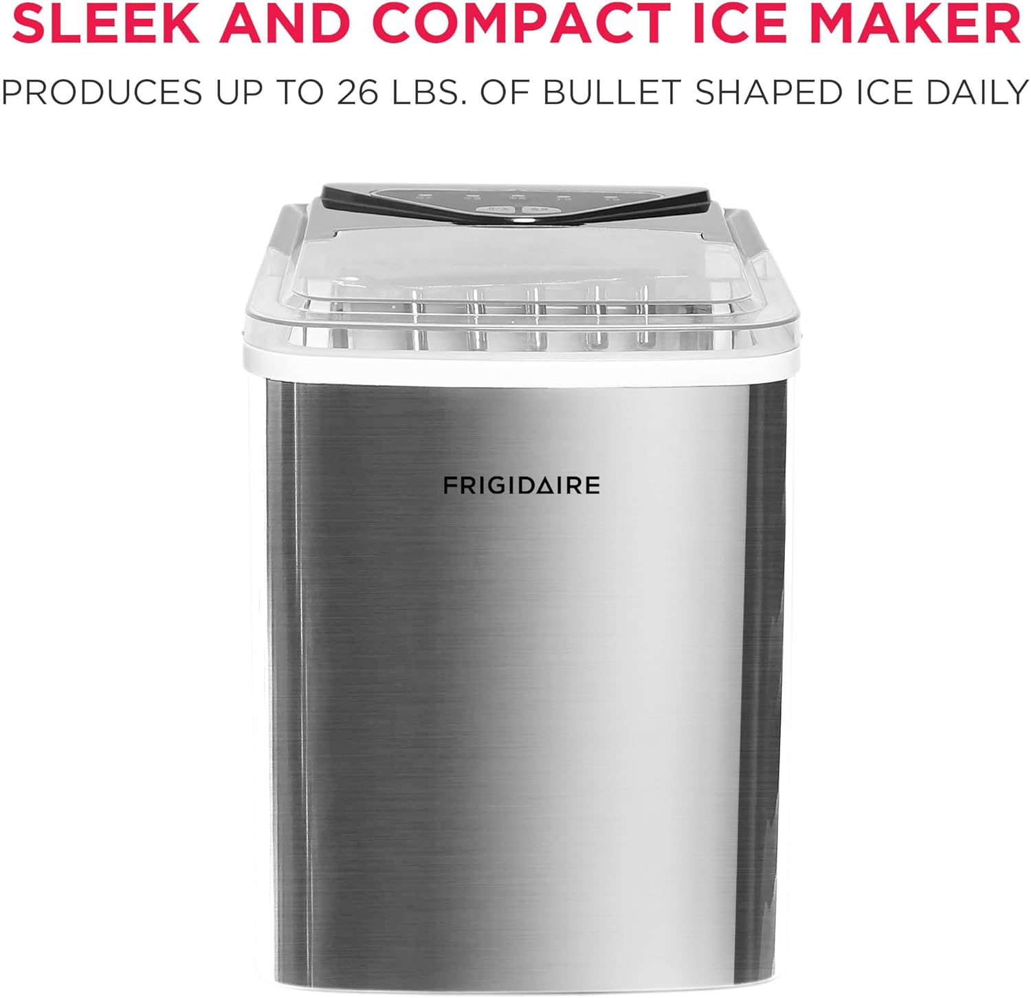 Frigidaire EFIC123-SS Counter Top Maker, Produces 26 pounds Ice per Day, Stainless Steel