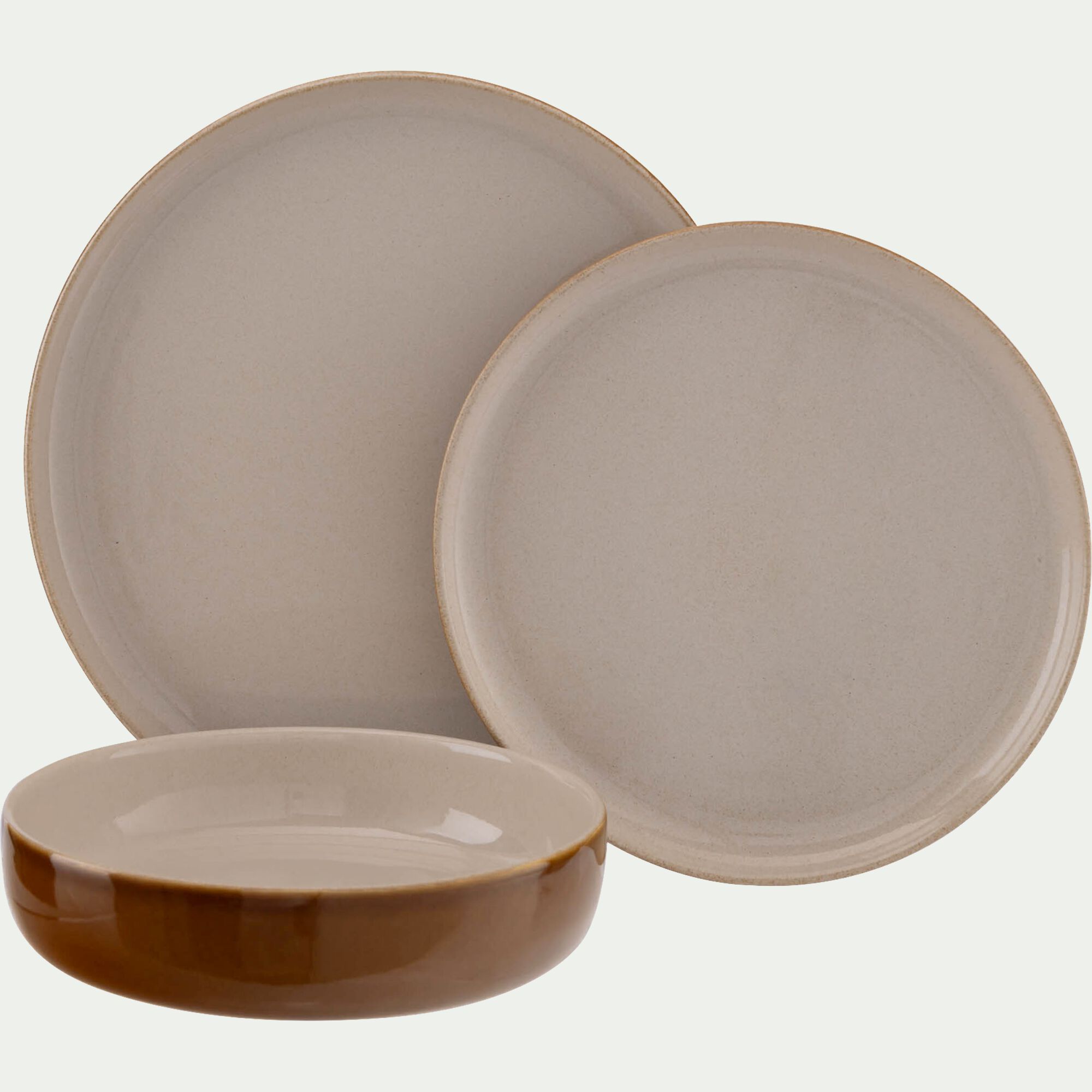 TERRIA - Assiette à dessert en grès D21,8cm - brun laquier