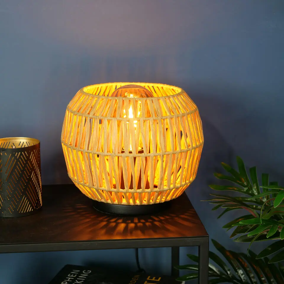 EGLO Sheldon Tafellamp - E27 - &Oslash; 21 cm - Bruin/Zwart - Papier