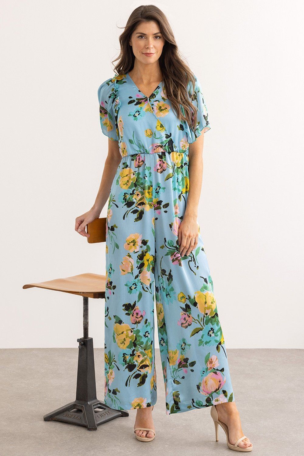 Klass. Floral Print Wide Leg Jumpsuit