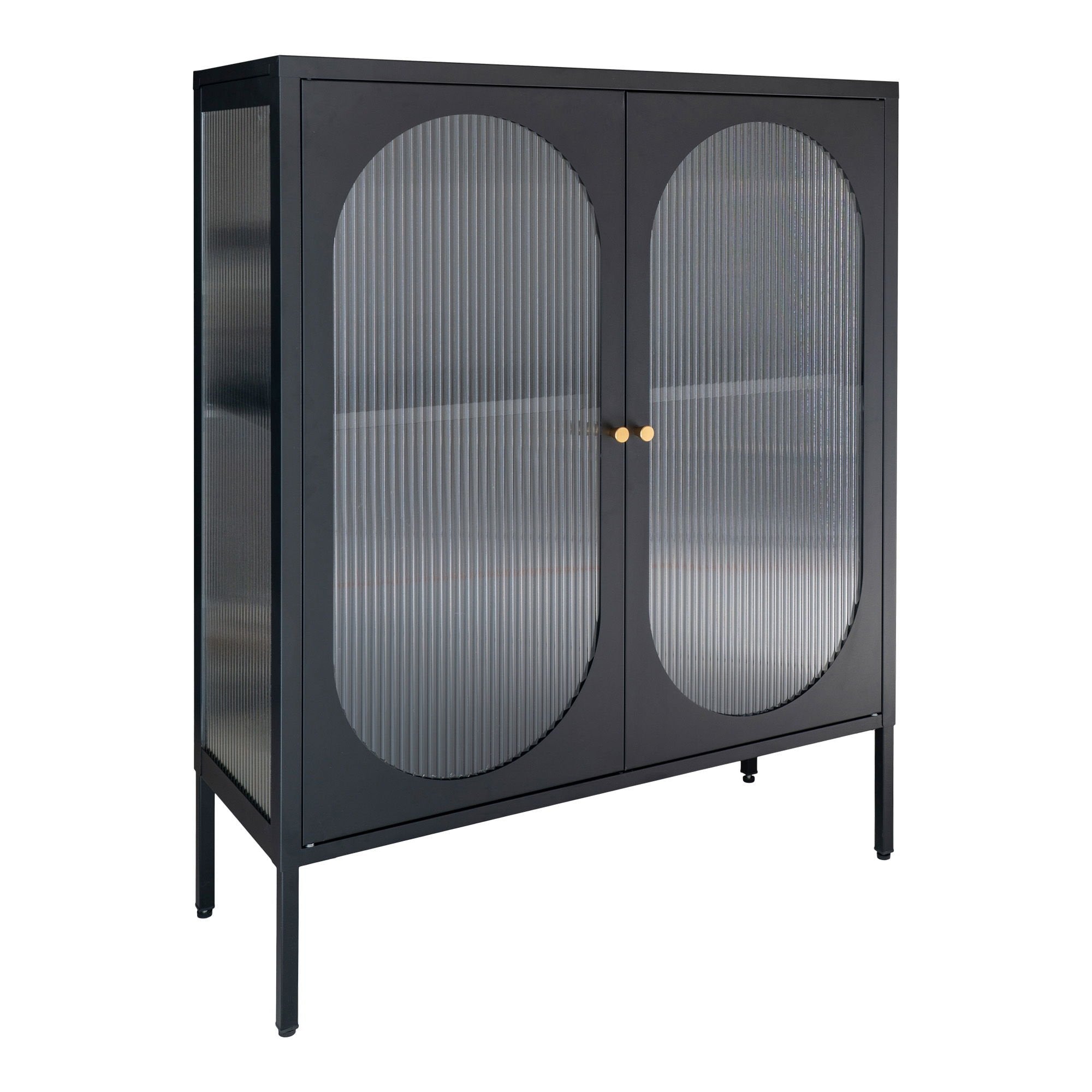 Rebellenclub Vitrinekast Randers - 110 x 90 cm - Zwart