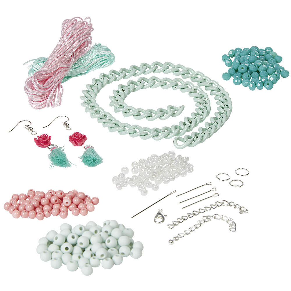 Kit de création collier et boucles d'oreilles vert menthe