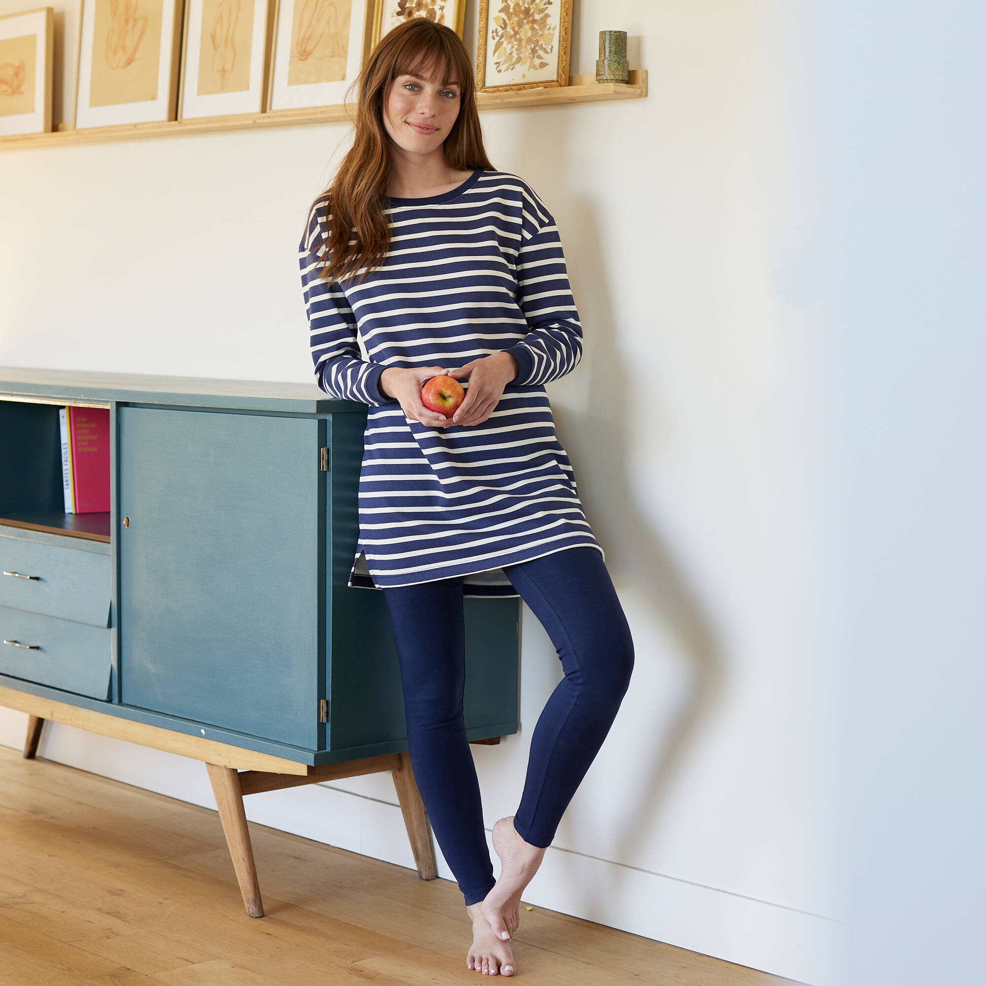 Pyjama molleton rayé avec legging
