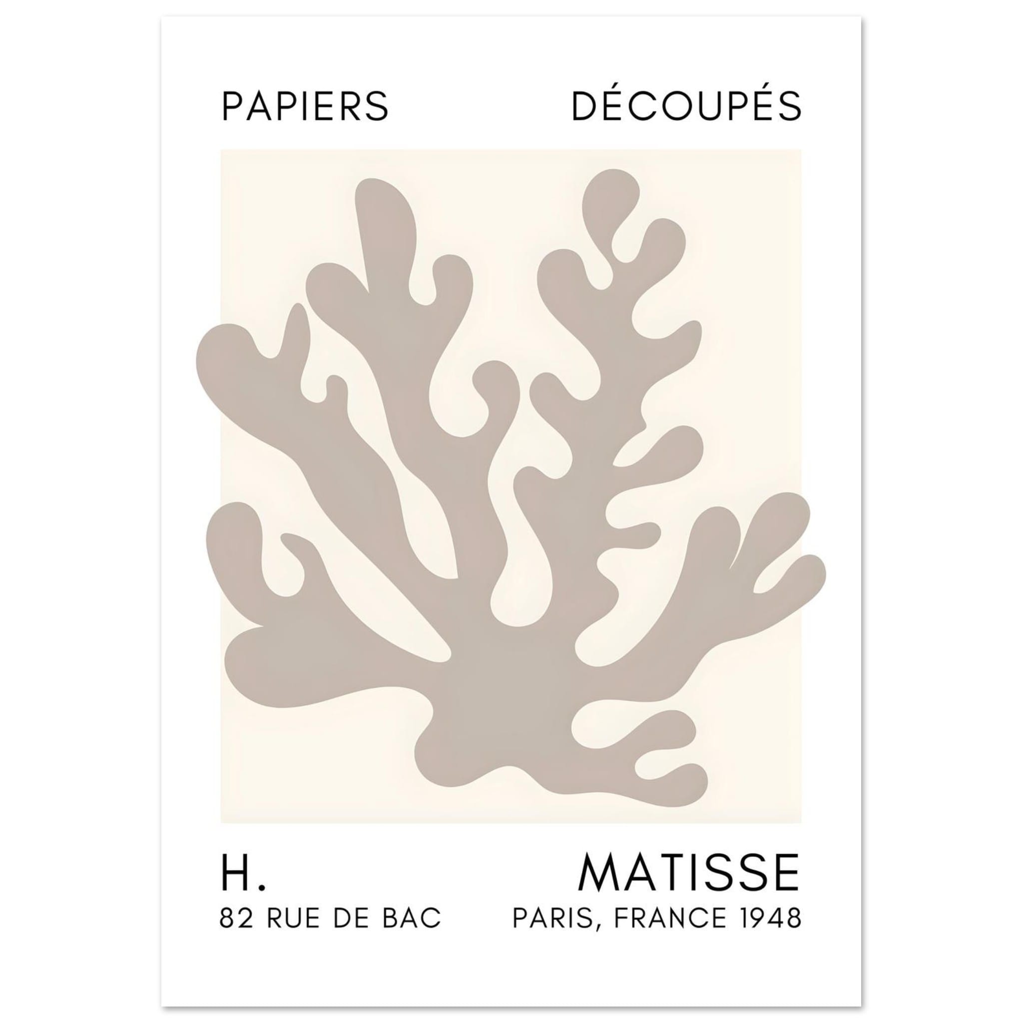 Artfulprints Poster Matisse – Saltflower shapes grey  - A4 21x29.7 cm - Grijs