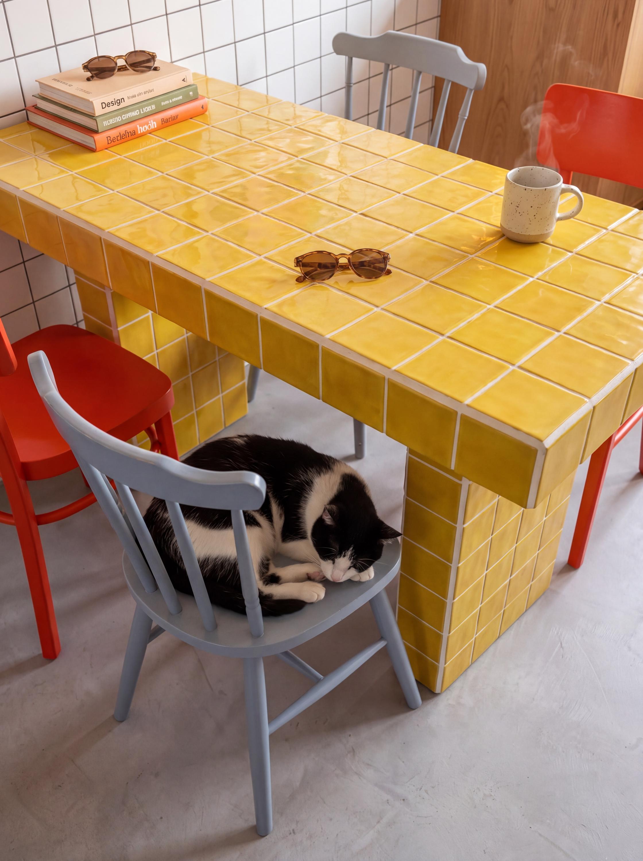 Tiled Dining Table, Retro