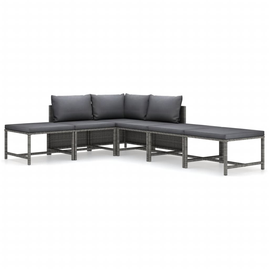 Zestaw wypoczynkowy do ogrodu Szary Technorattan Sofa narożna   2x sofa