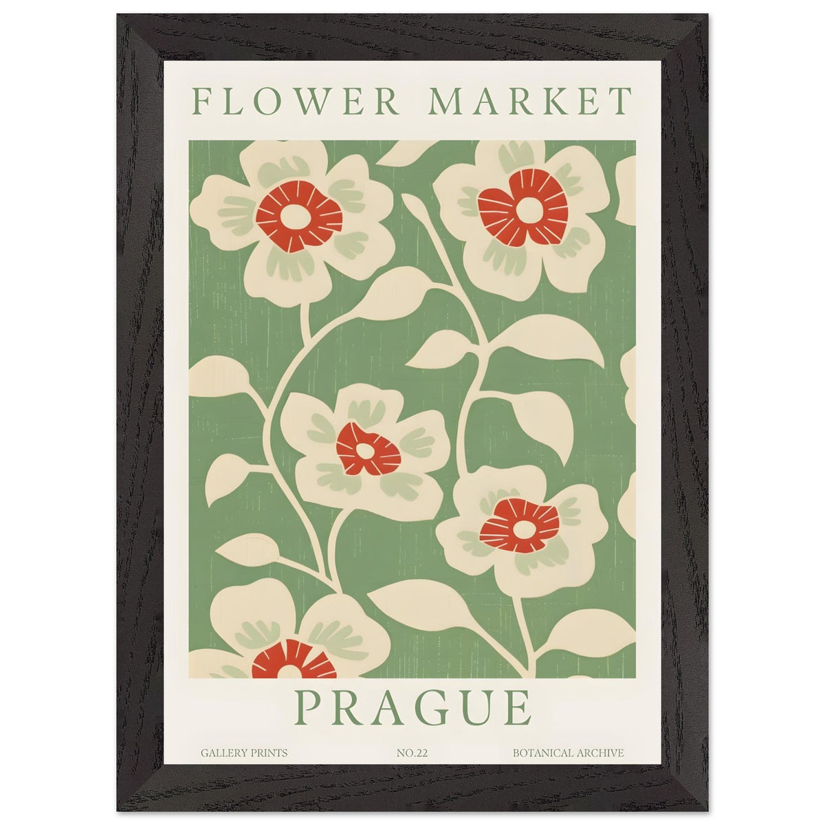 Artfulprints Poster met Lijst Flower market - Prague I  - A4 21x29.7 cm - Meerkleurig