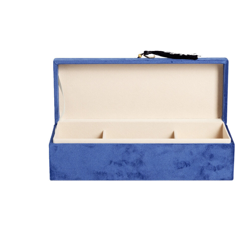 BoÎte à bijoux velours bleu motif système solaire doré 28x10,5xH9cm