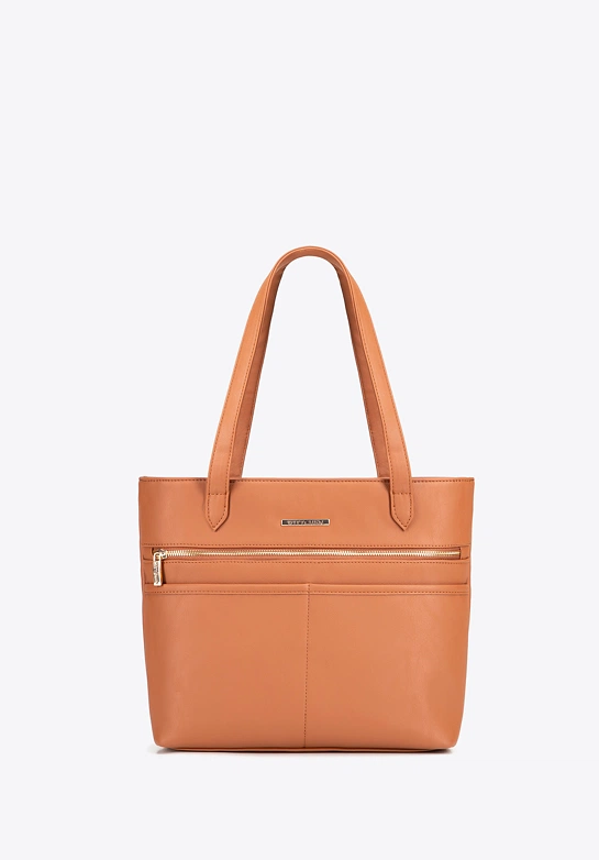 Elegancka damska shopperka miejska jasny brąz