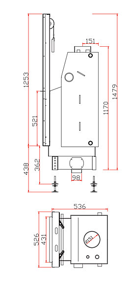 INSERT CHEMINéE PORTE GUILLOTINE NEMO 8 chauffage central 12/5 kW