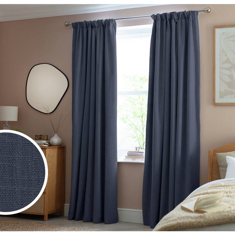 Habitat Blackout Pencil Pleat Curtains - Navy - 117x137cm
