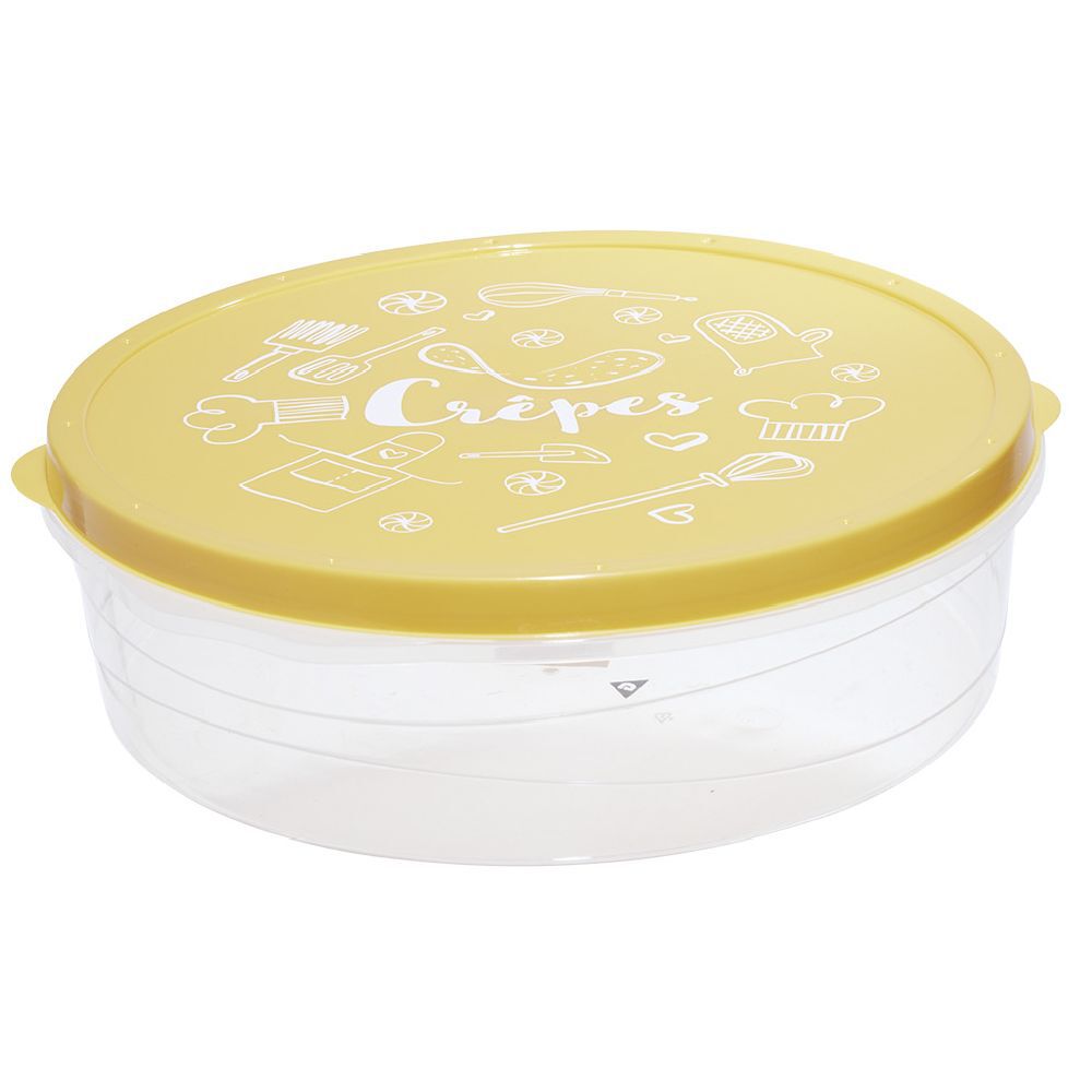 BoÎte à crêpes ronde avec couvercle imprimé cuisine Ø28xH9cm (4 modèles)