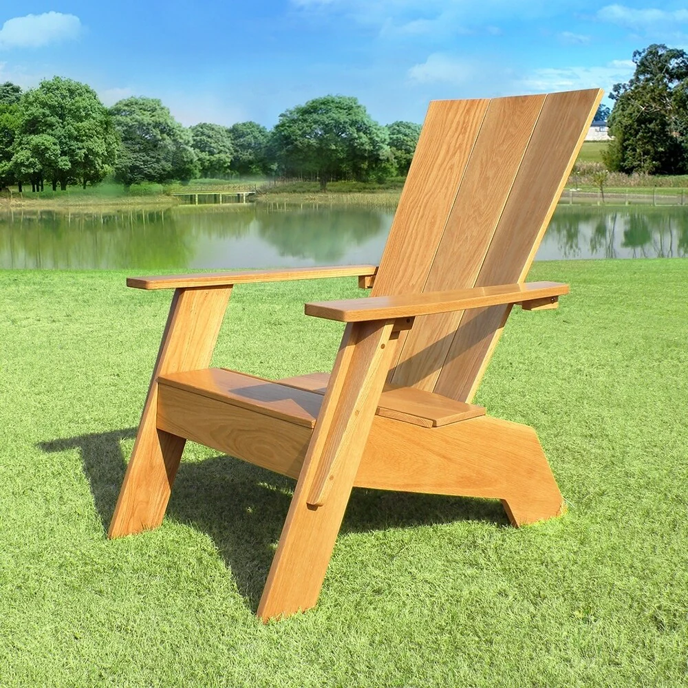 Cambridge Casual Baytown White Oak Adirondack Chair with Ottoman