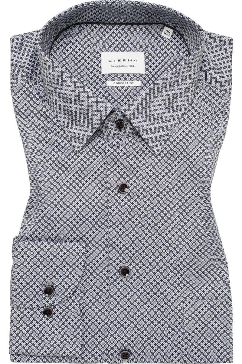 ETERNA Comfort Fit Hemd silber, Bedruckt (super langer Arm)