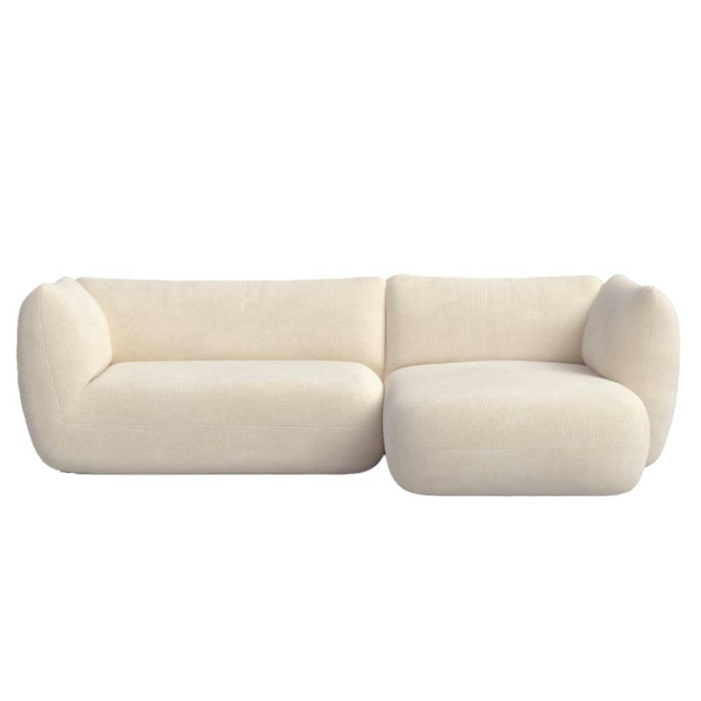 ARNAU - Canapé d'angle droit 2 places en tissu beige