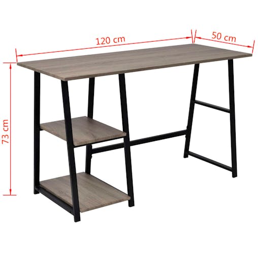 NNEVL Desk with 2 Shelves Grey and Oak