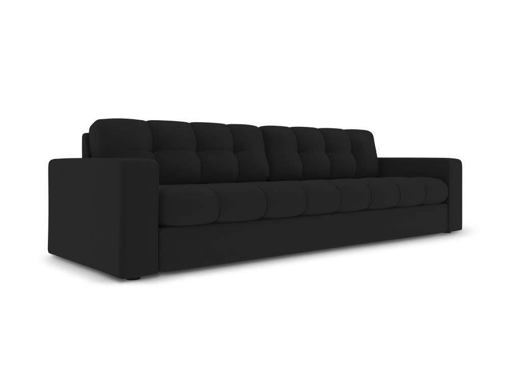 JUSTIN - Canapé 4 places en tissu structuré noir