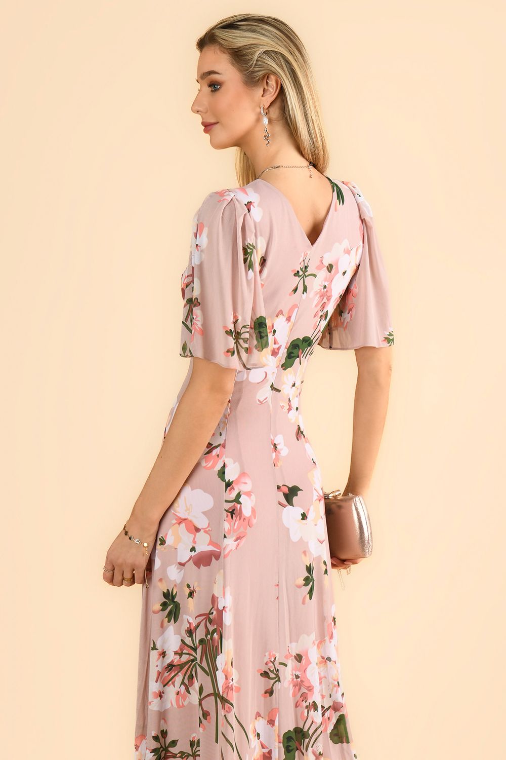 Jolie Moi Mabilla Floral Print Mesh Maxi Dress