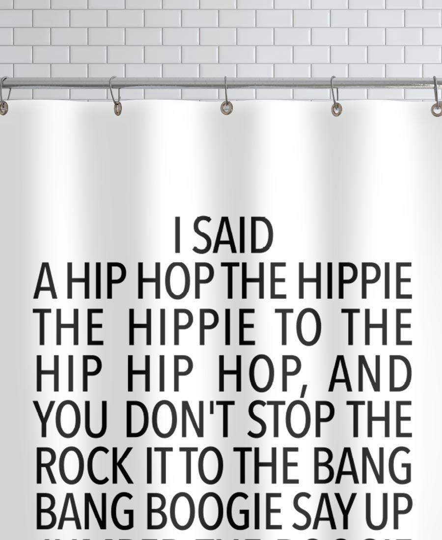 DELIGHT - Rideau de douche en polyester en blanc & noir 150x200