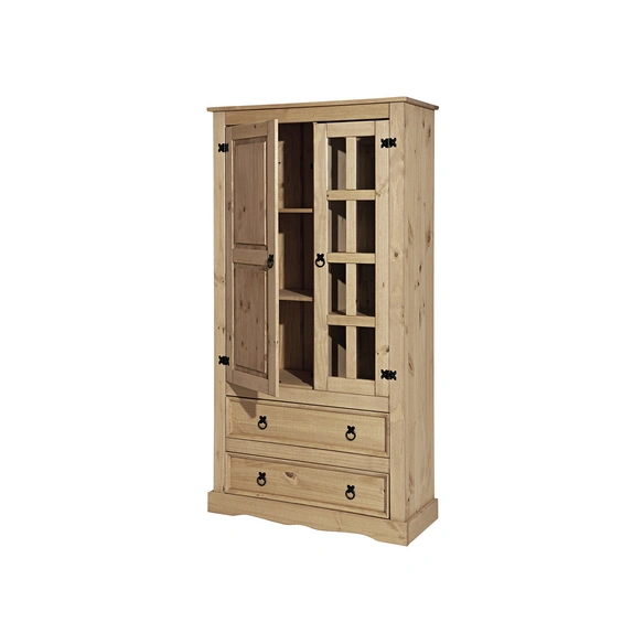 Vitrine, BxHxL: 100 x 190 x 41 cm, Kiefernholz
