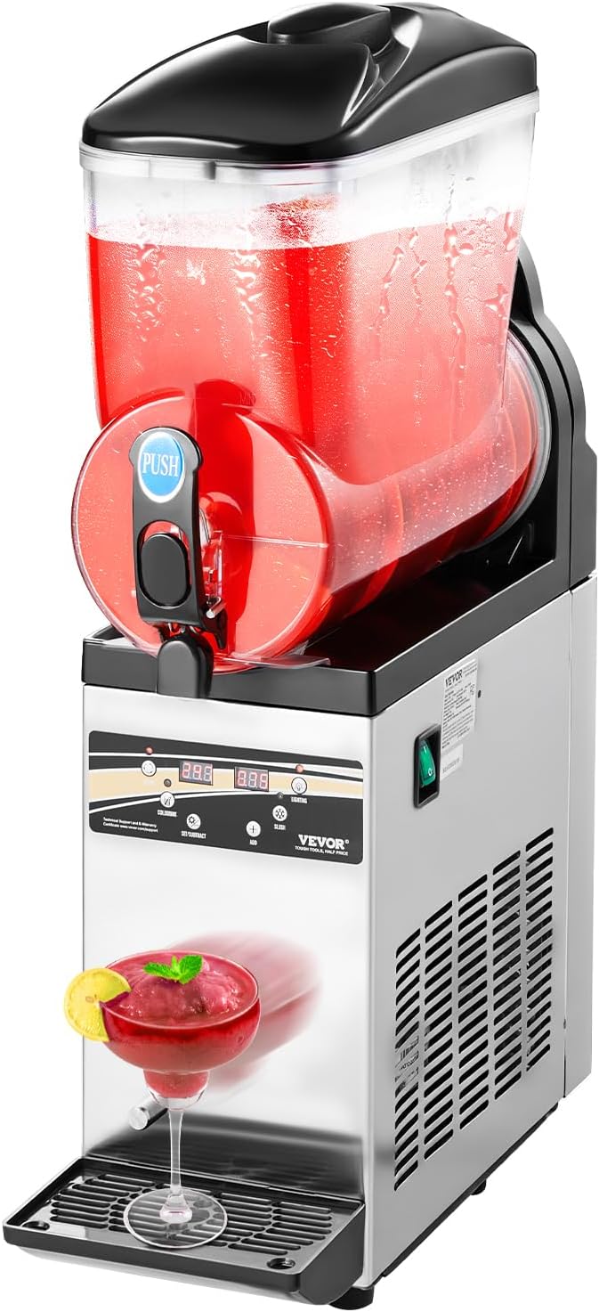 VEVOR Slushie Machine, 15L Single Tank Commercial Margarita Machine, 60 Cups Stainless Steel Margarita Smoothie Frozen Drink Machine, Slushy Machine for Home Party Restaurants Cafe Bars