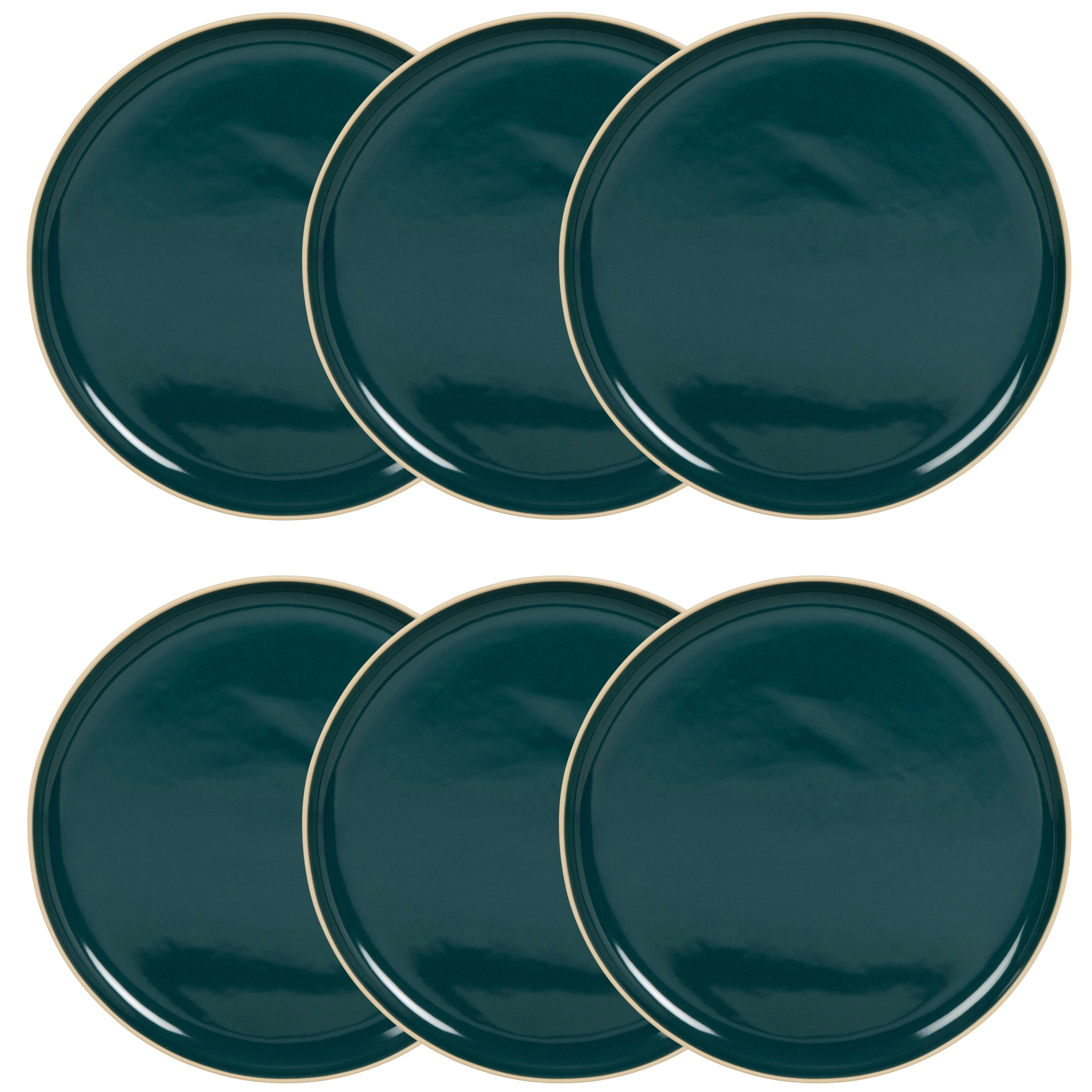 LUCIOLE - Assiette plate en grès bleu et blanc