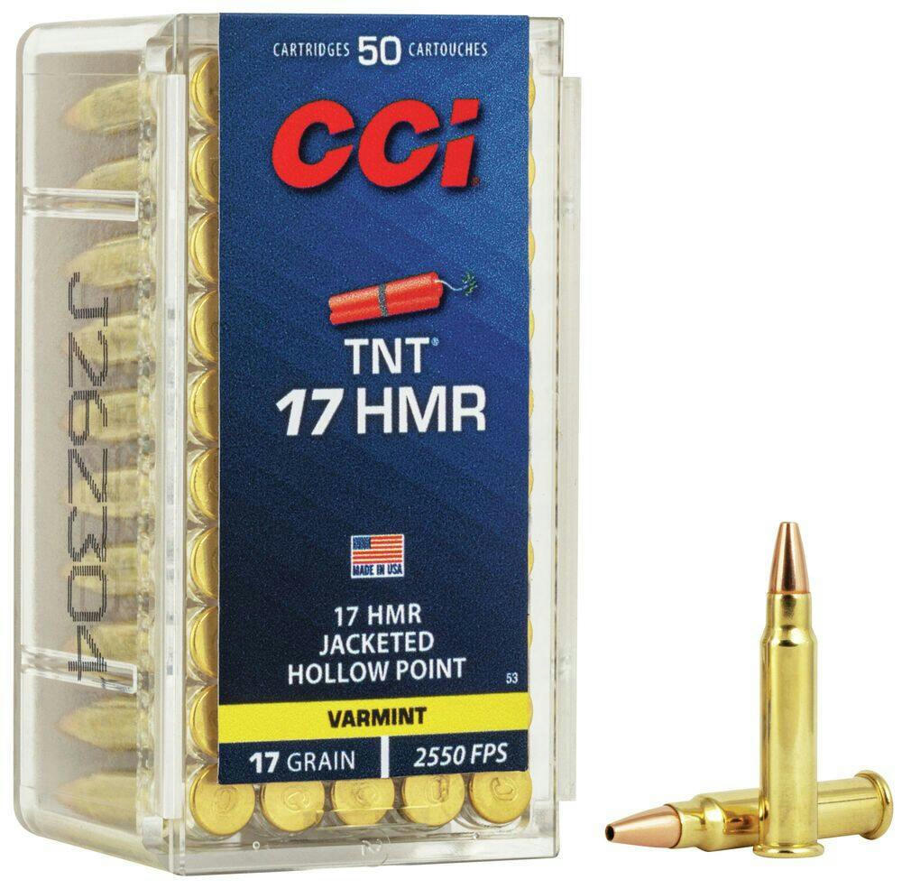 CCI 17 HMR TNT Jacketed Hollow Point Rifle Ammunition, 50-pk