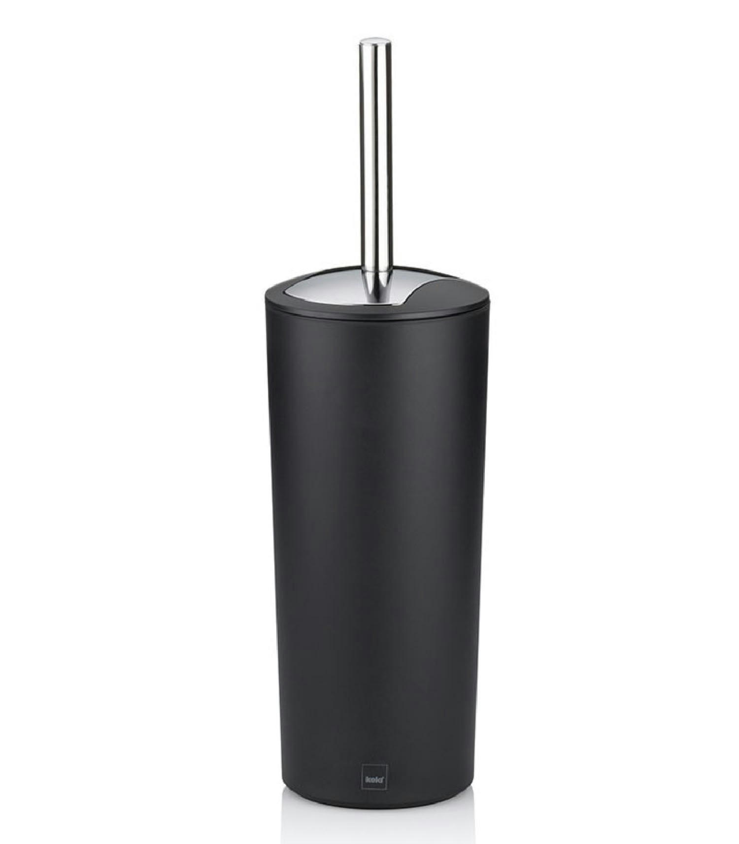 MARTA - Brosse WC polyester noir mat et manche argenté