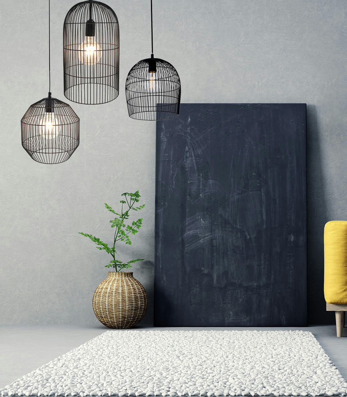 BRASILIA - Suspension en métal noir d. 25 cm