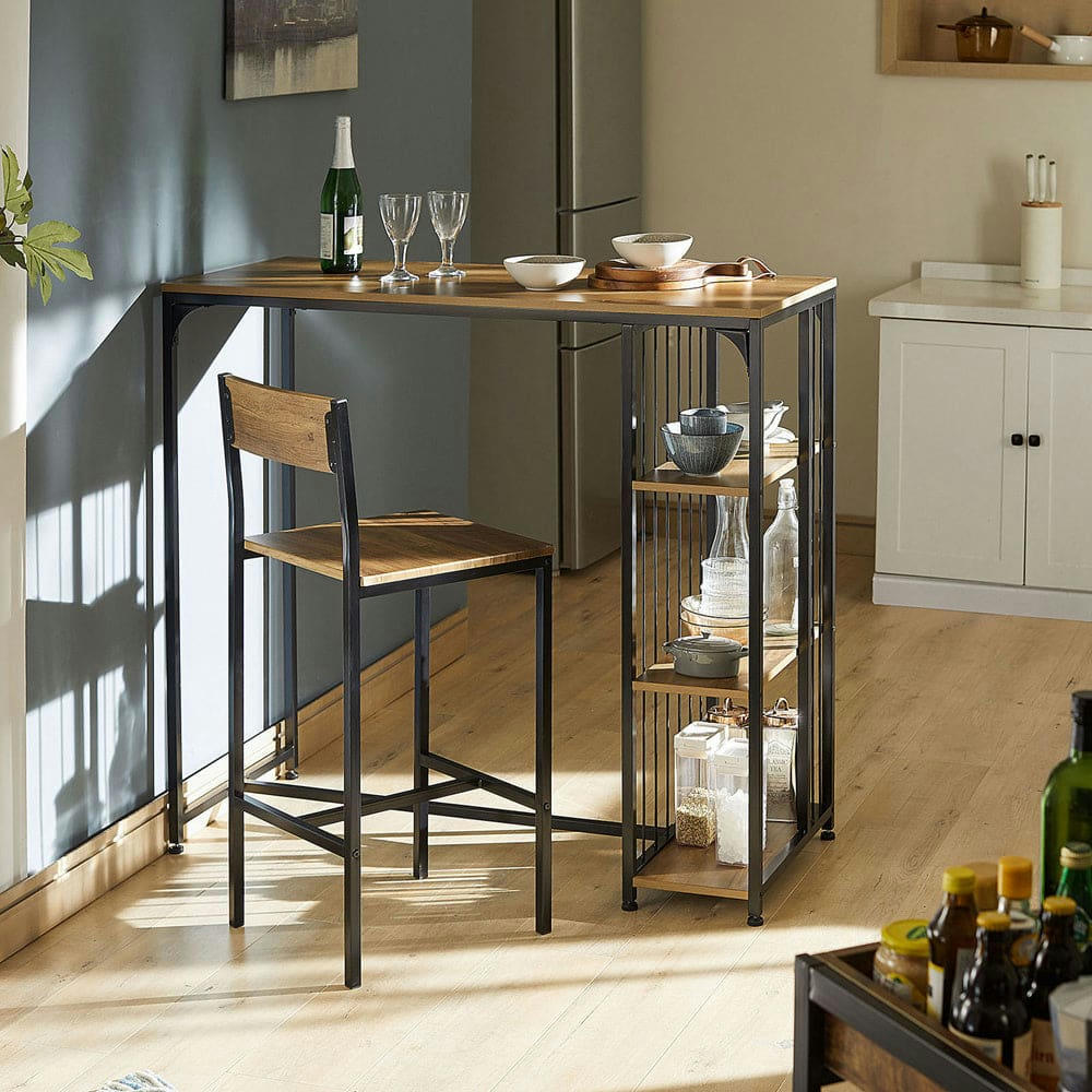 - Table haute de bar 3 étagères en métal noir