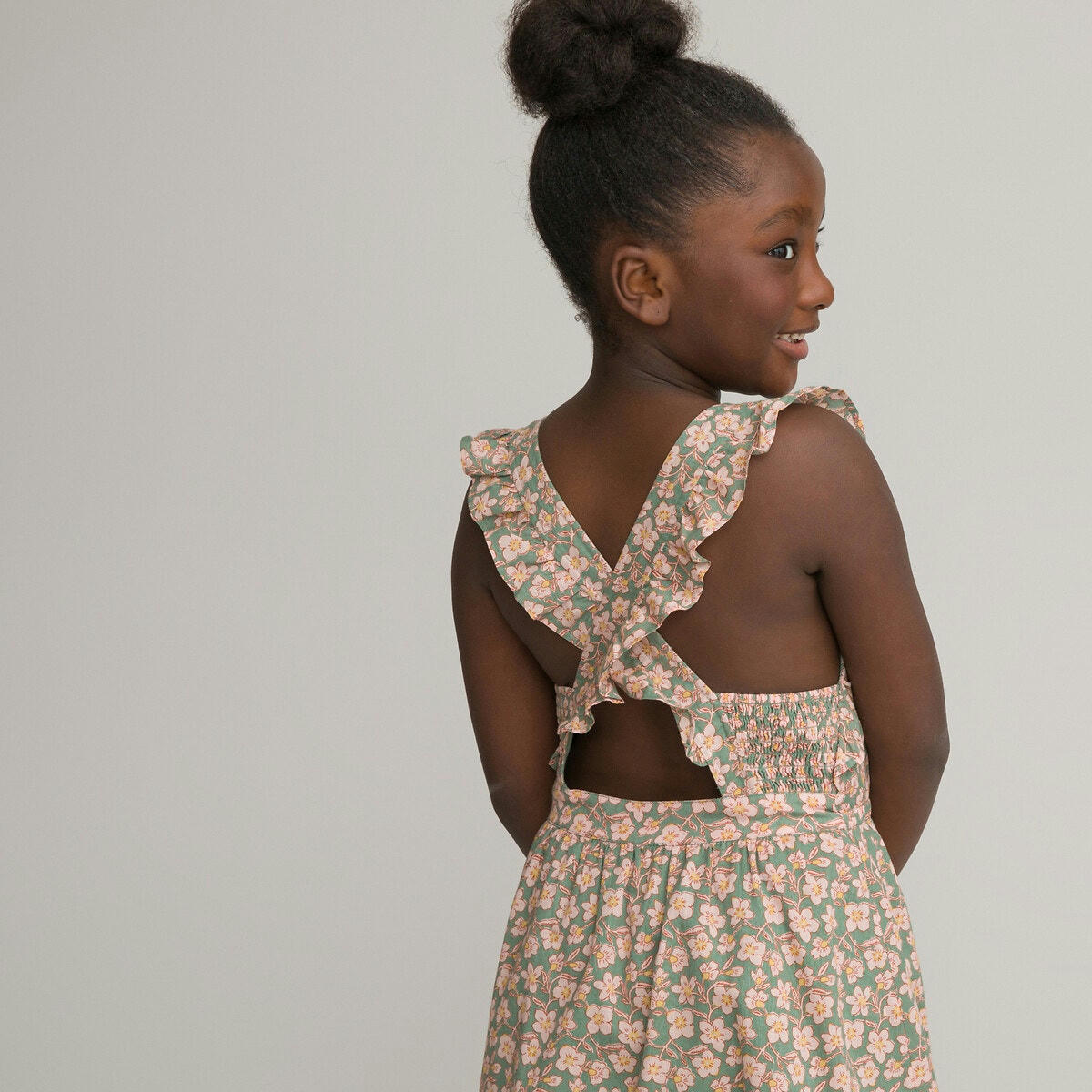 Robe sans manches à volants, imprimé fleurs