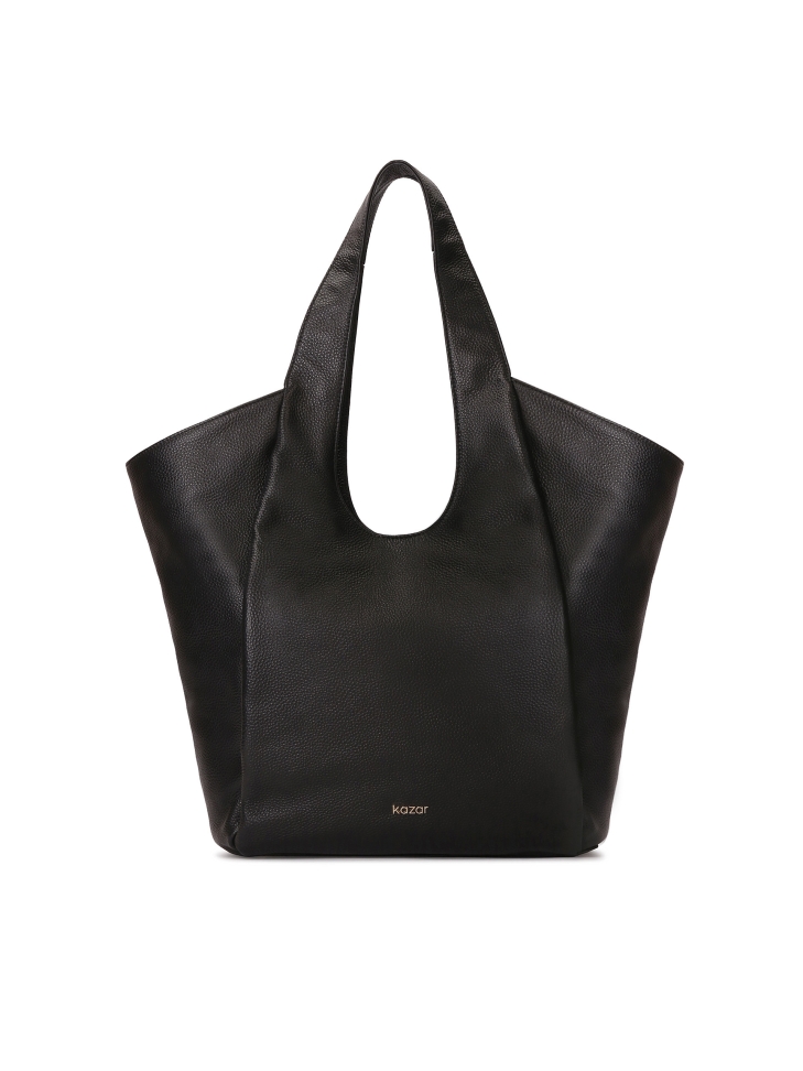 Soft black leather handbag