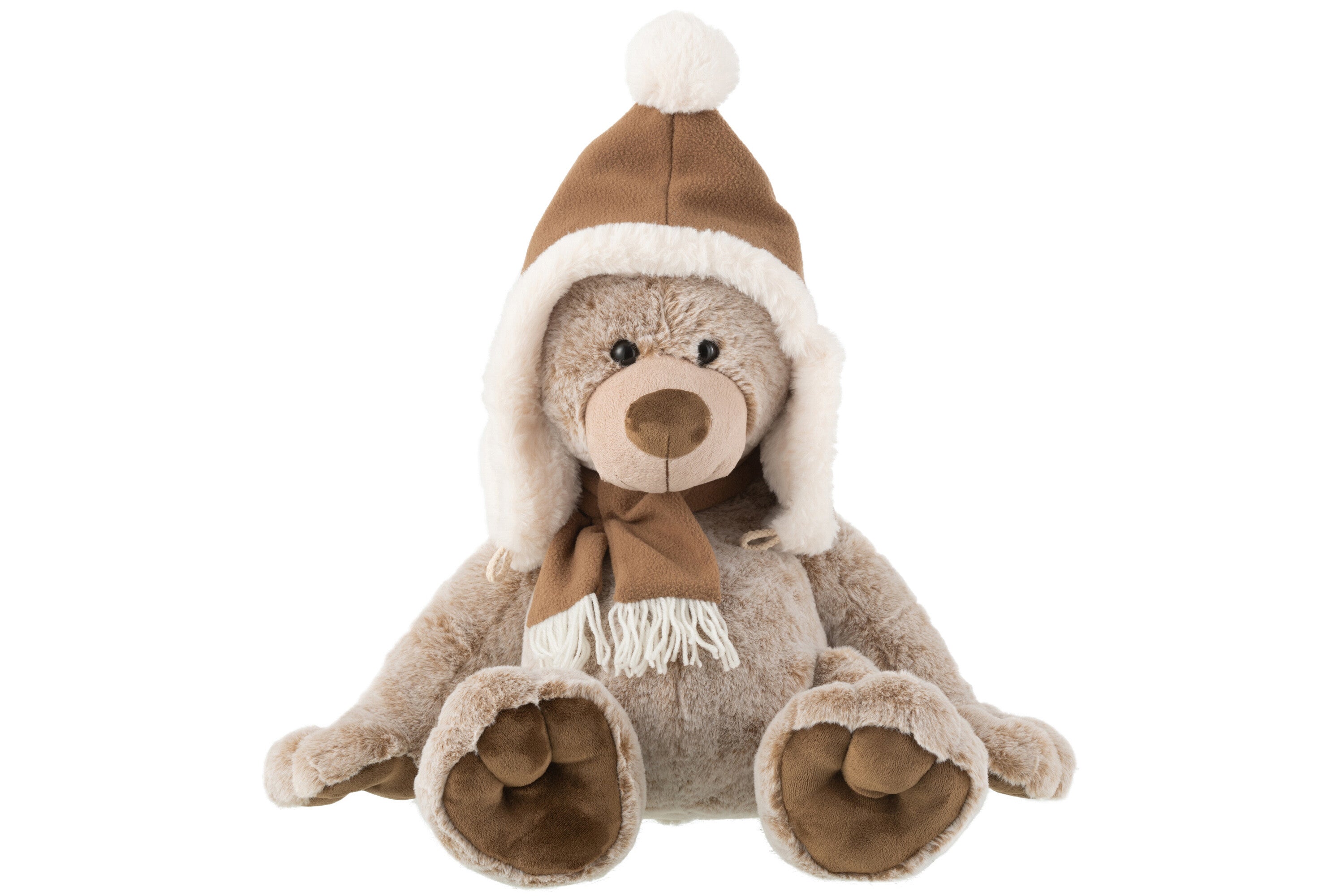 J-Line knuffel Beer   Muts - polyester - bruin - large