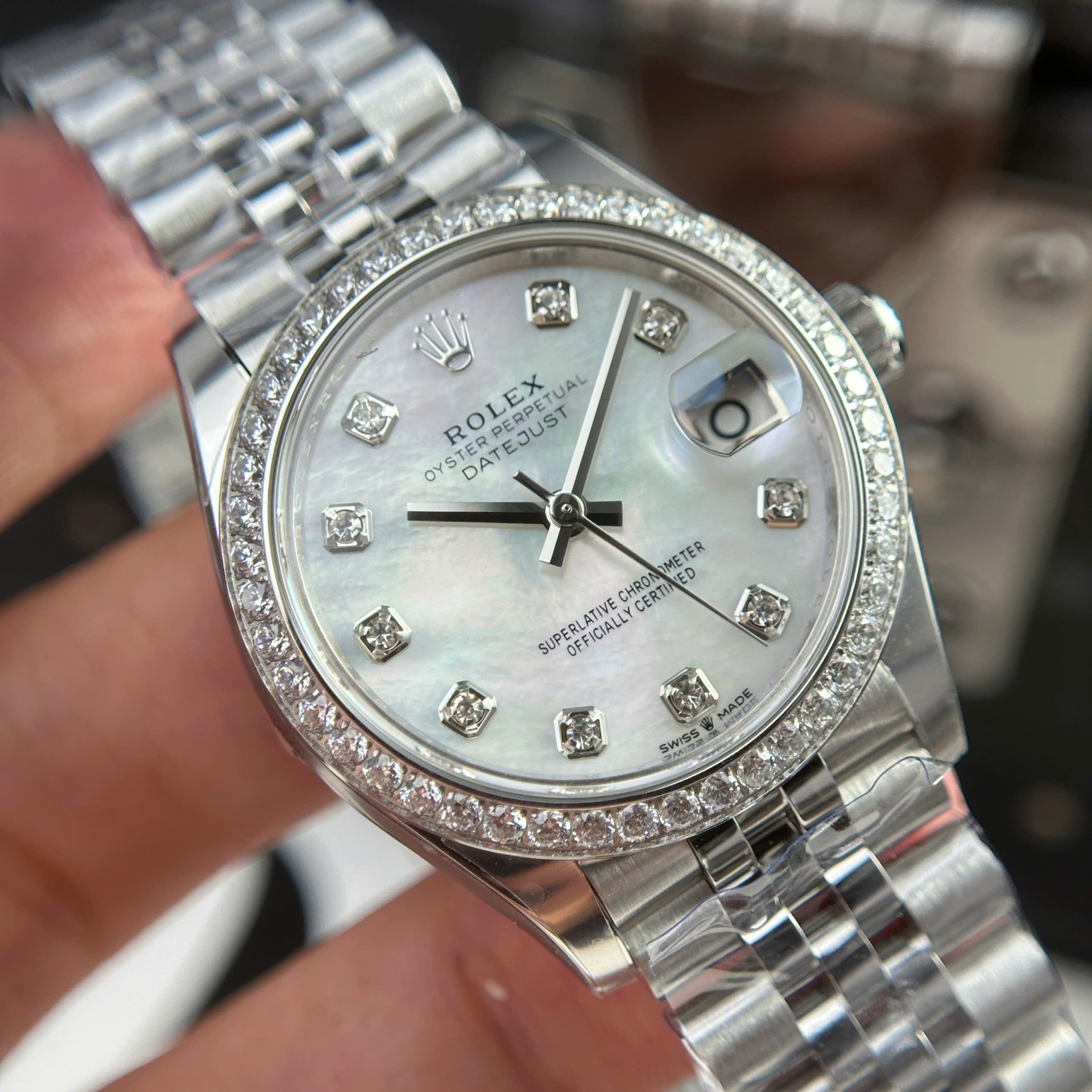 Rolex Datejust 316L Steel MOP Dial Bezel Diamonds 31mm Jub THBF Replica