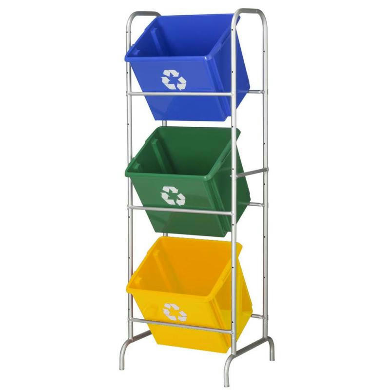 - Set support en métal et caisses de recyclage nesta 3 caisses de 45 lit